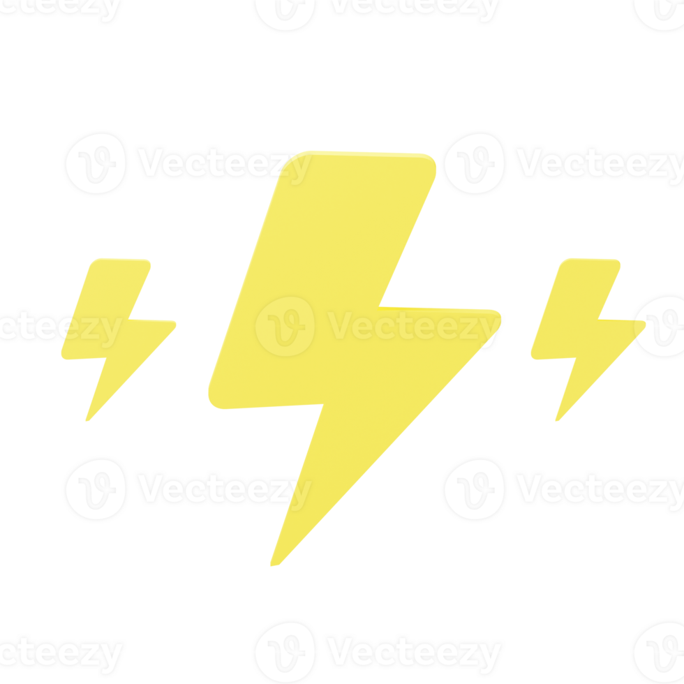 3d icon thunder lightning strom weather forecast illustration concept icon render png