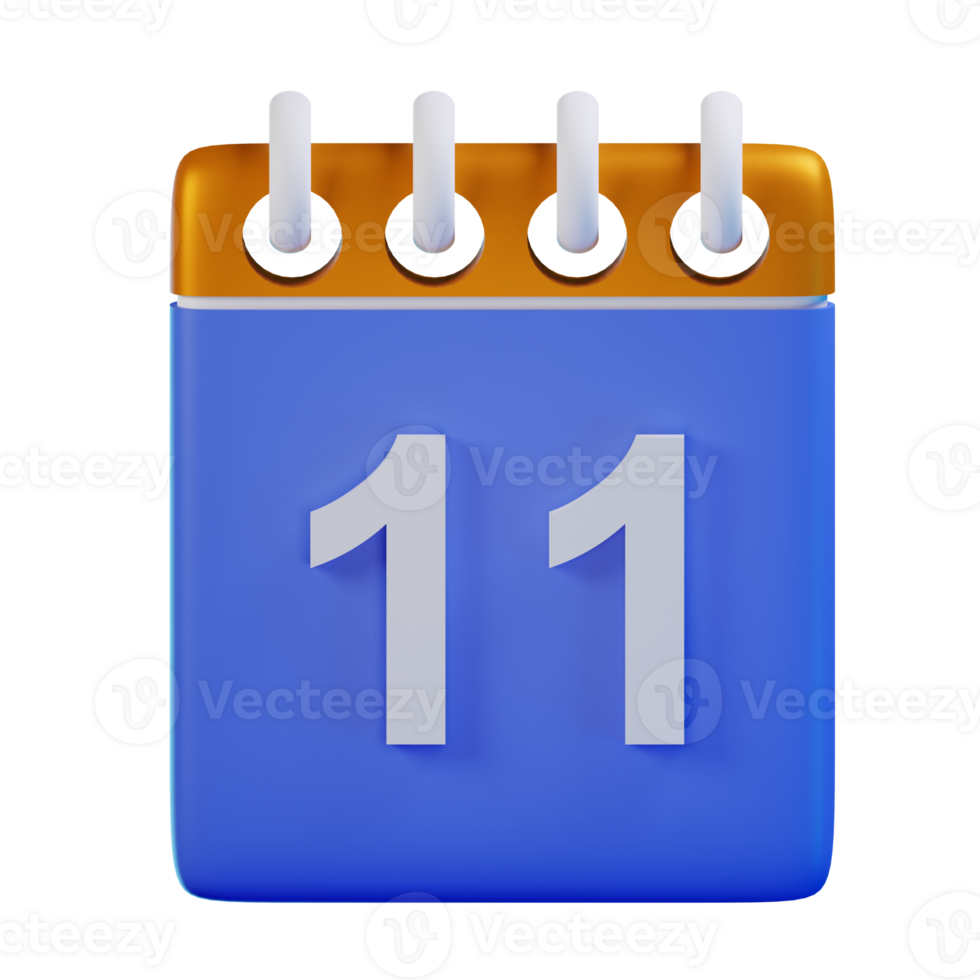3d icon date 11 calendar illustration concept icon render png