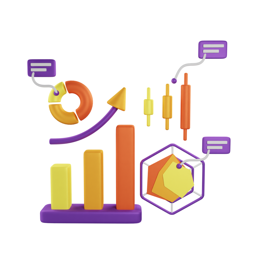 3d icon analysis chart data graph illustration concept icon render png