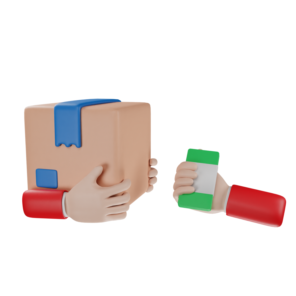 3d icon cash on delivery package delivery illustration concept icon render png