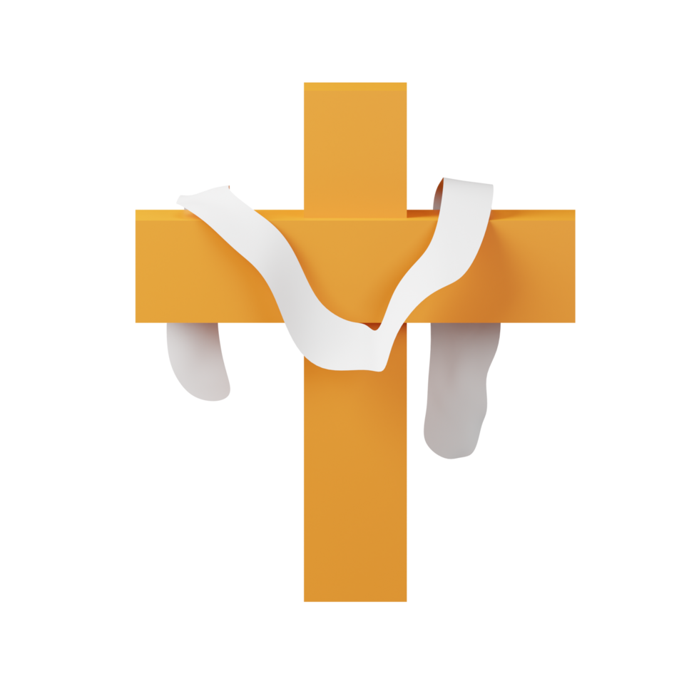 3d icon christian cross easter day illustration concept icon render png