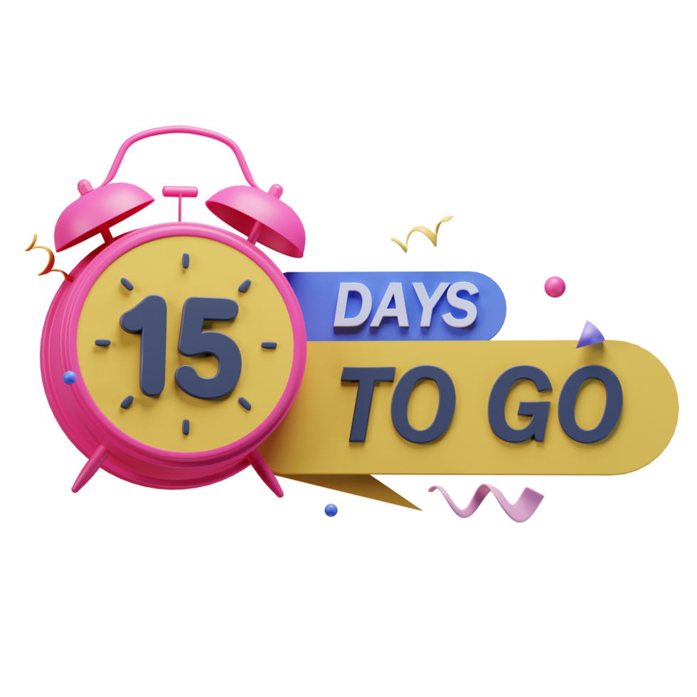 3d icon 15 days to go marketing promo ads illustration concept icon render png