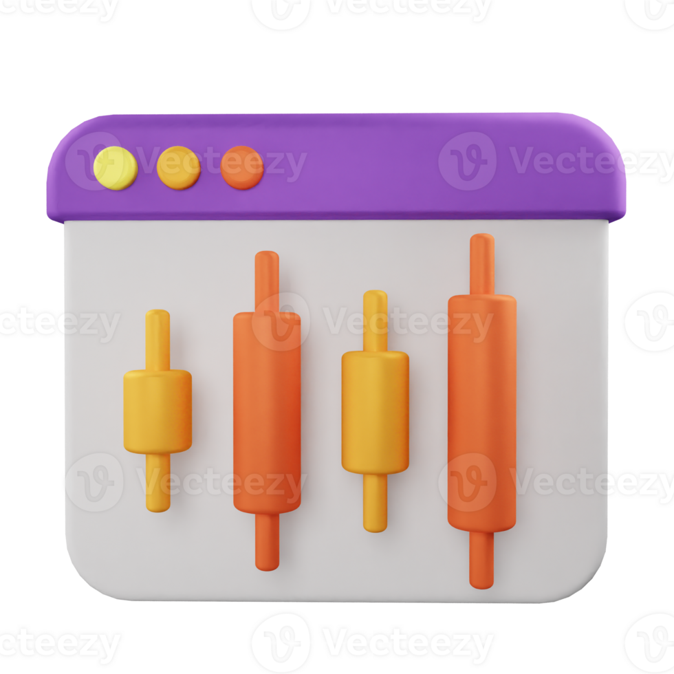 3d icon stock chart data graph illustration concept icon render png