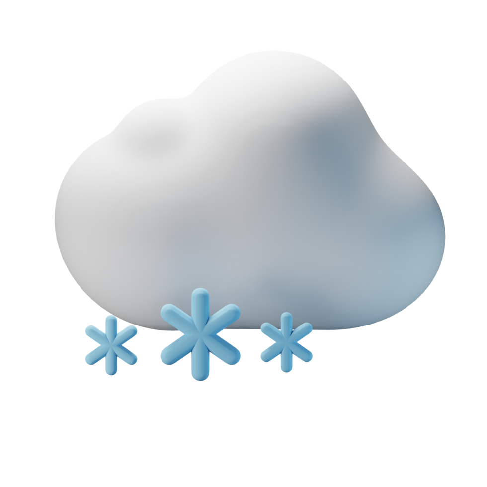 3d icon cloudy snow weather forecast illustration concept icon render ...