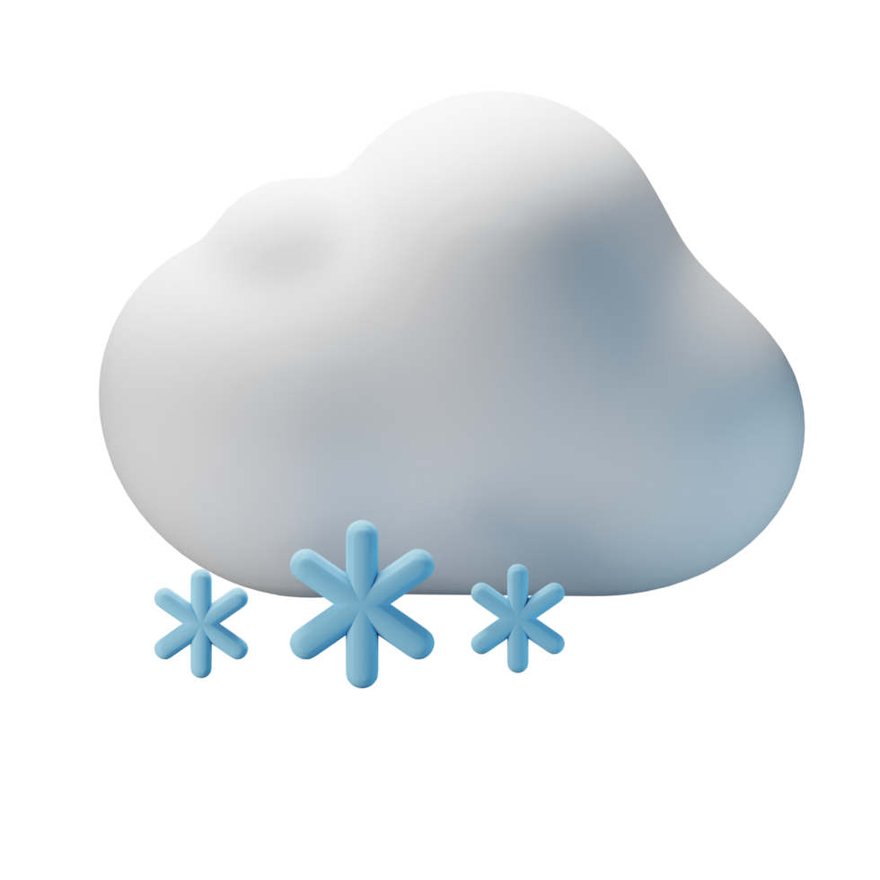 3d icon cloudy snow weather forecast illustration concept icon render png