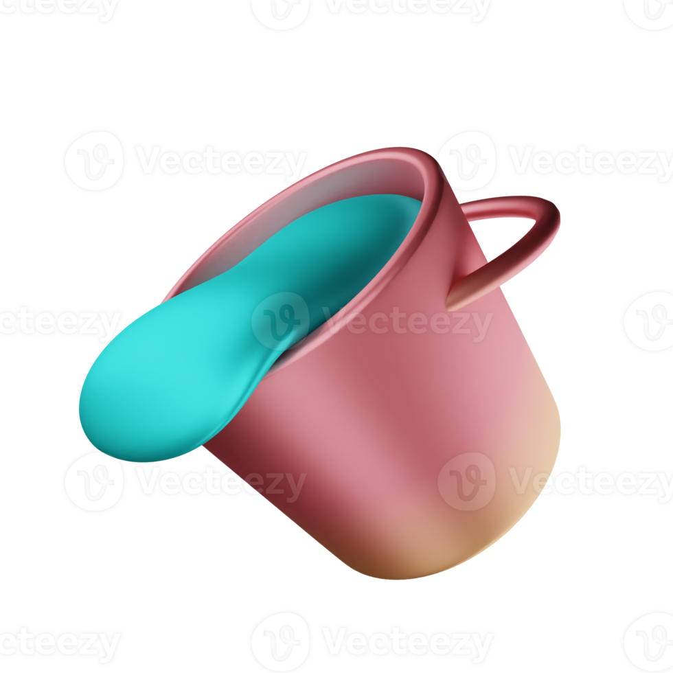 3d icon paint bucket tool digital illustration concept icon render png