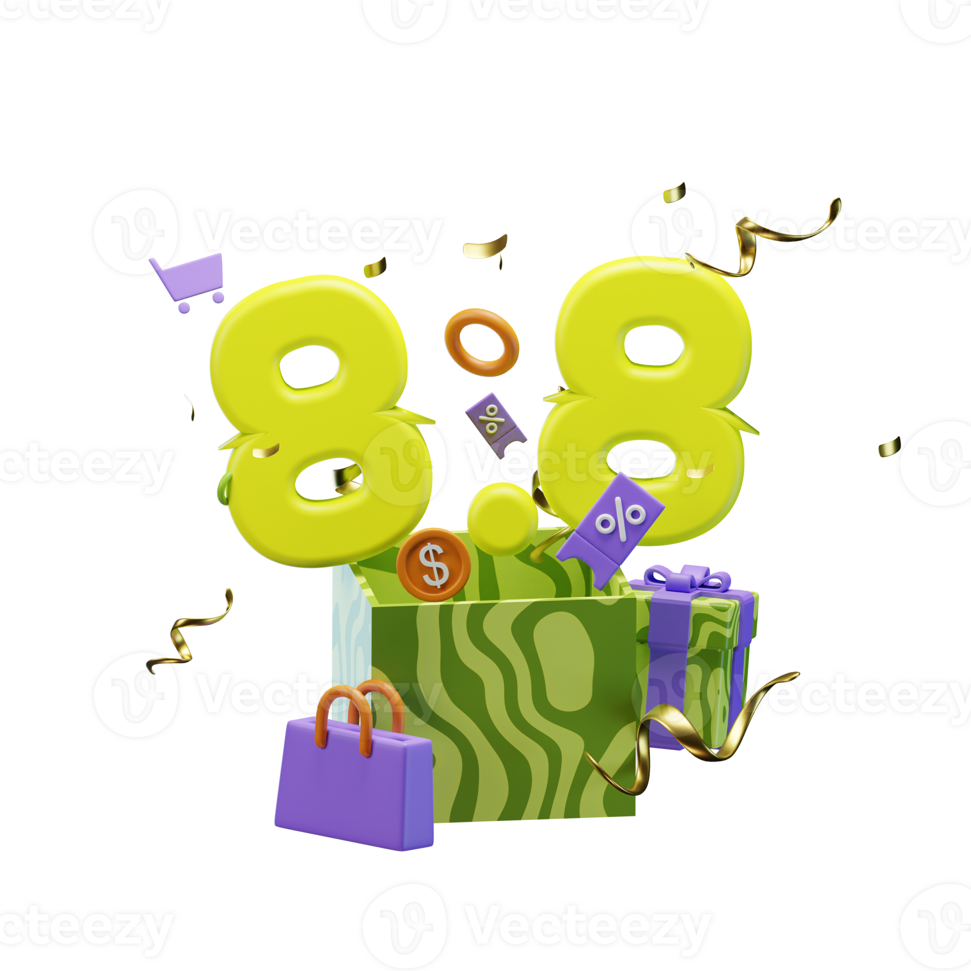 3d icon date 8 calendar illustration concept icon render 24683836 PNG