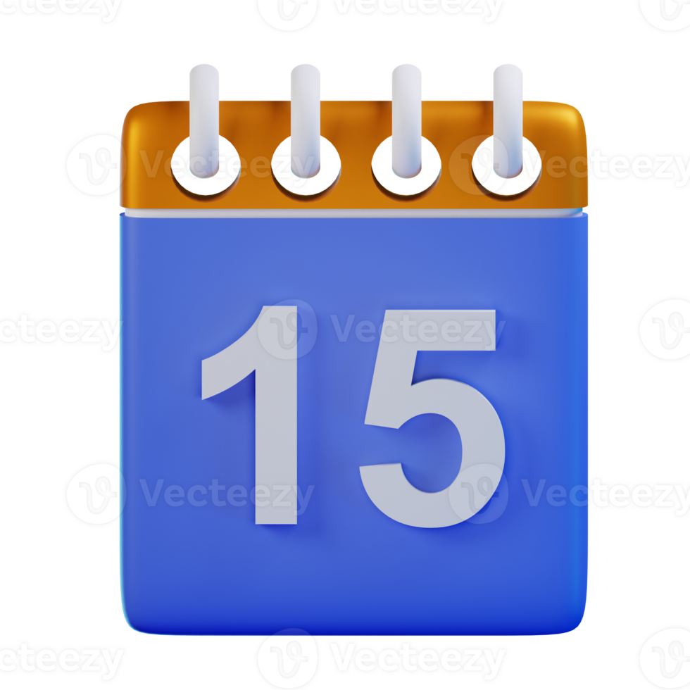 3d icon date 15 calendar illustration concept icon render png