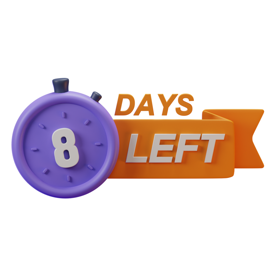 3d icon 8 days left marketing promo ads illustration concept icon render png