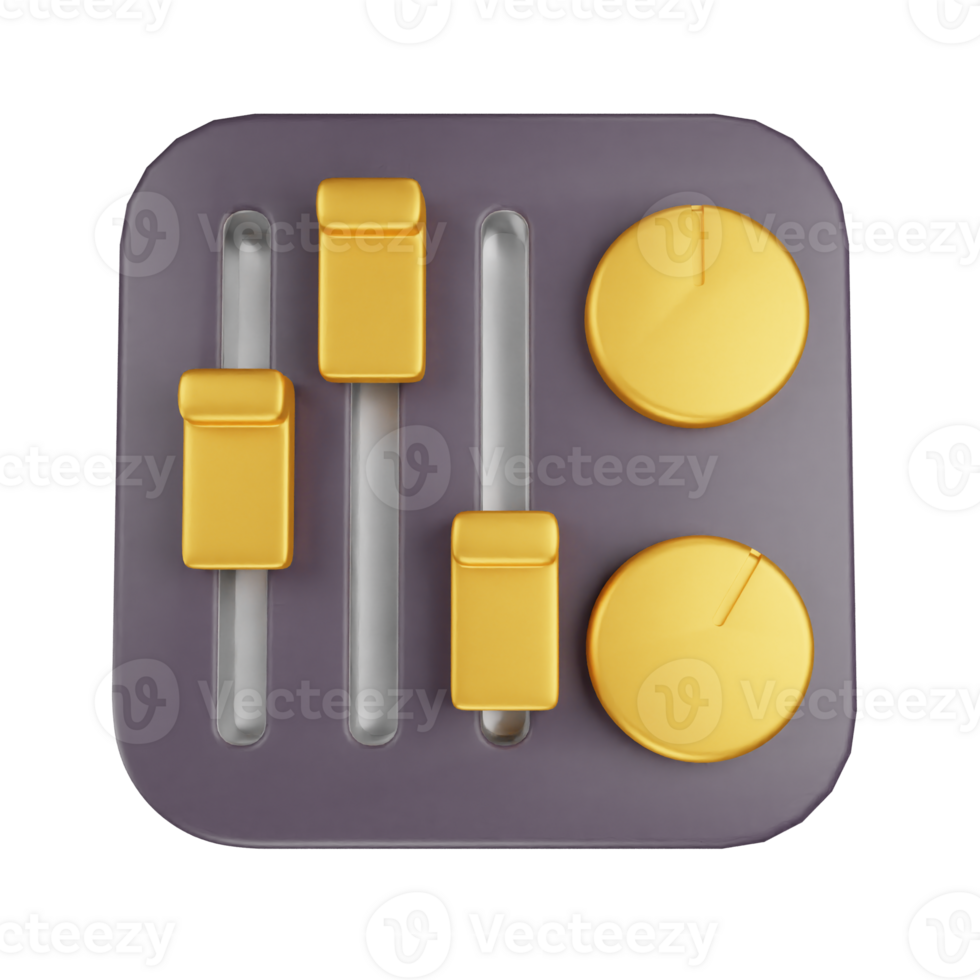 3d icon mixing board music studio illustration concept icon render png