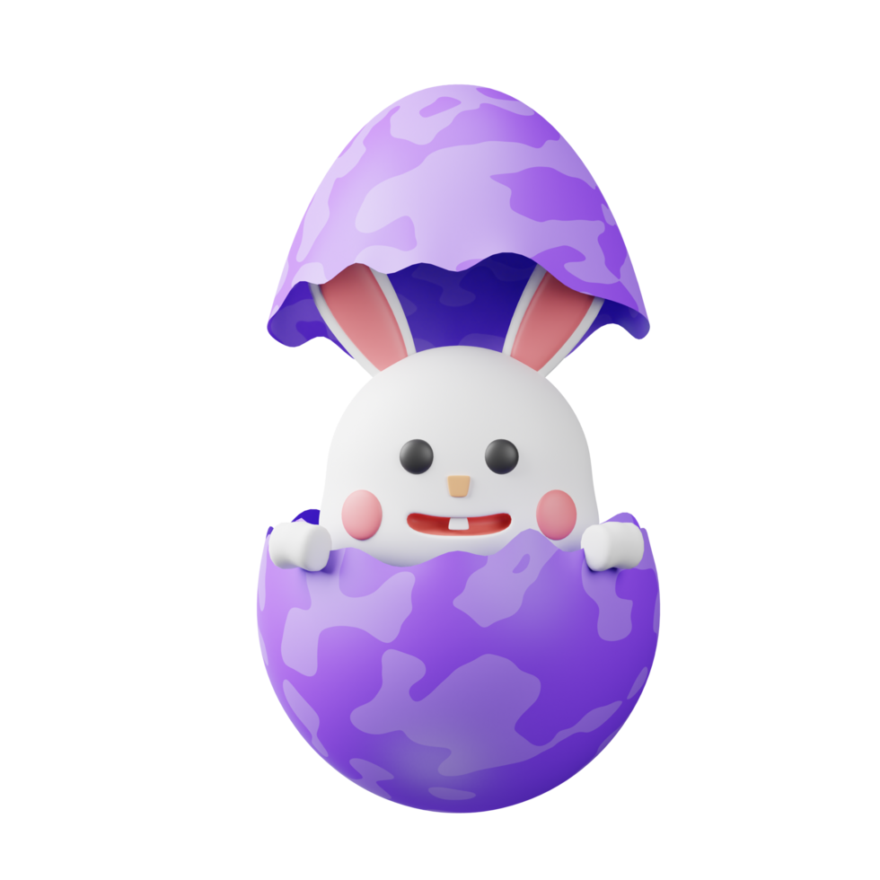 3d icon rabbit in the egg easter day illustration concept icon render png