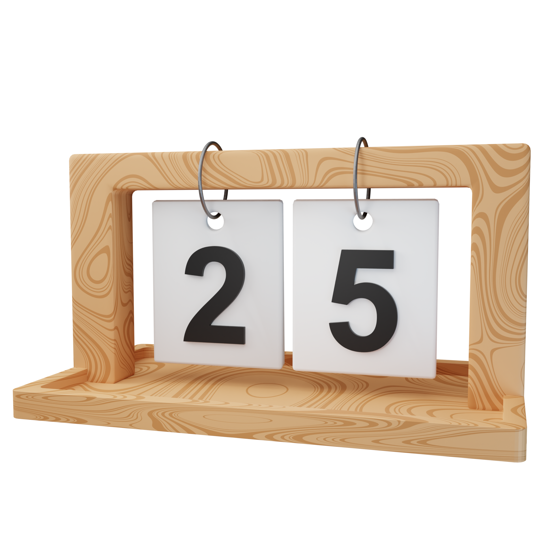 3d icon date 25 wood calendar illustration concept icon render 24683881 PNG