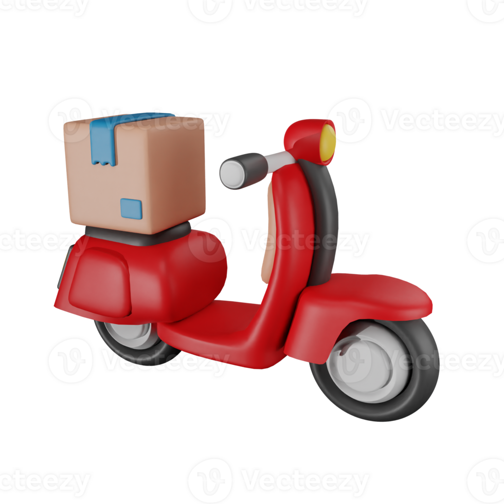 3d icon scooter package delivery illustration concept icon render png