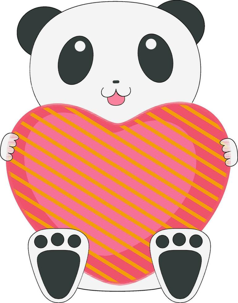 Panda with Heart Shape vector