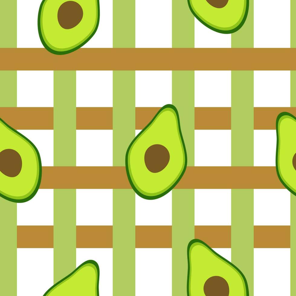 Avocado seamless pattern vector