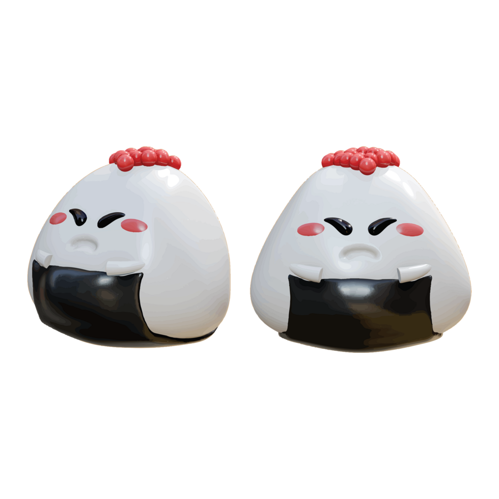 3d onigiri arrabbiato viso png