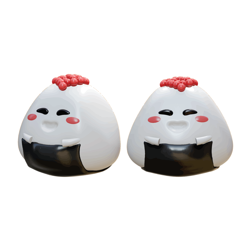 3D Onigiri with smile face png