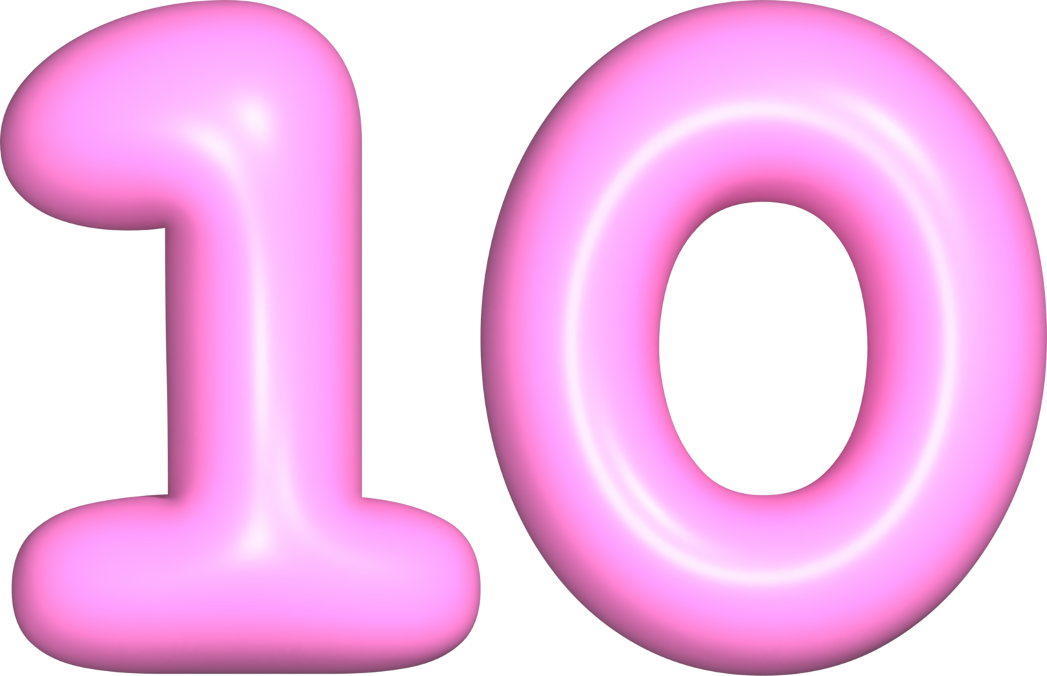 Pink 3D Number 10 png