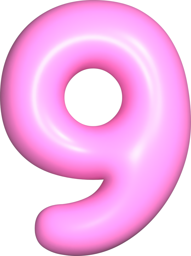 Pink 3D Number 9 png