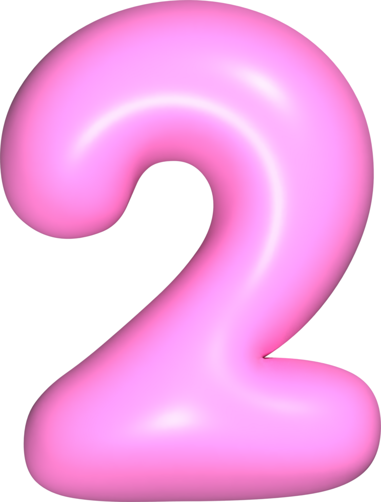 Pink 3D Number 2 png