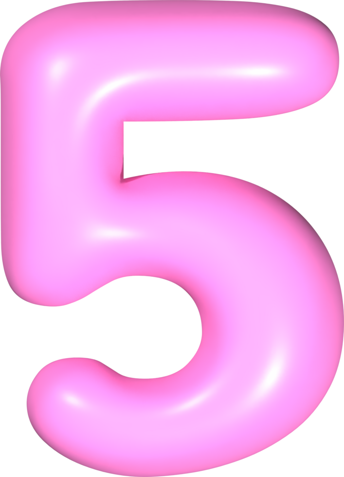 Pink 3D Number 5 png