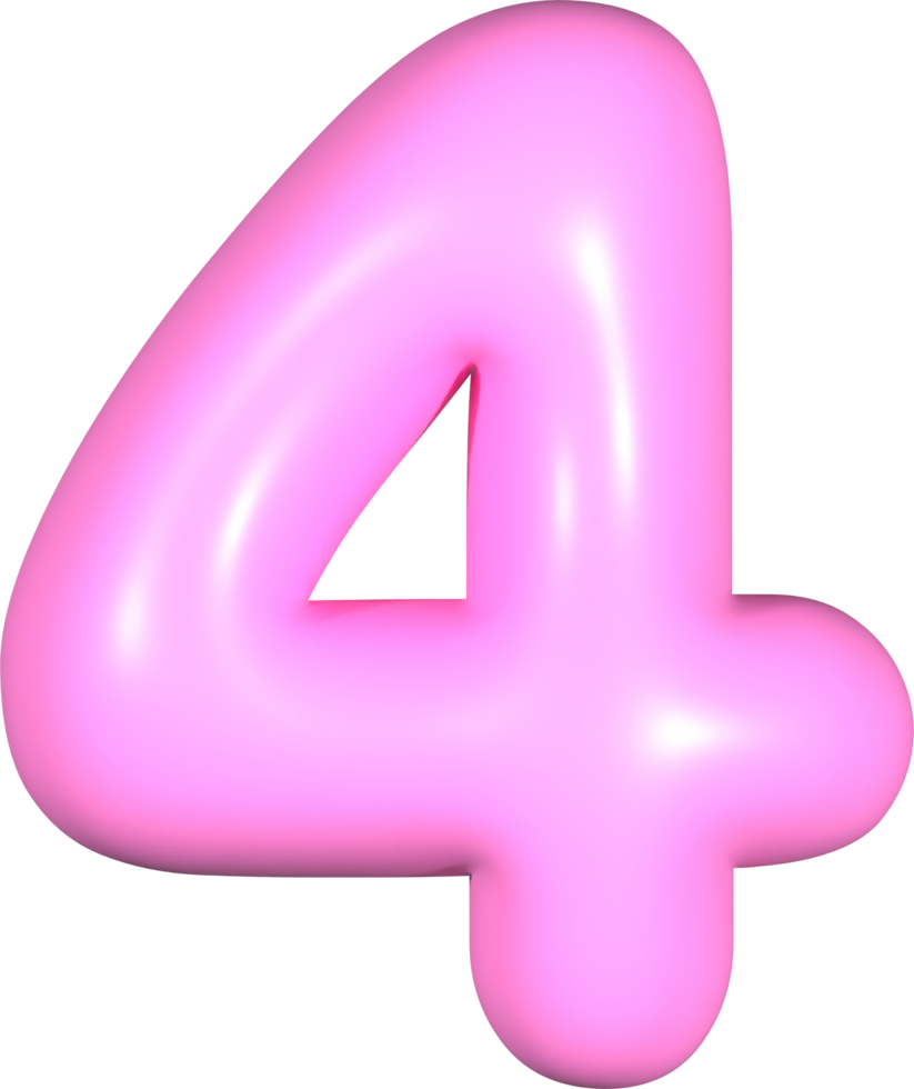 Pink 3D Number 4 png