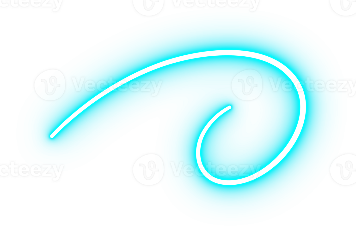 blå effekt lysande neon böjd linje png