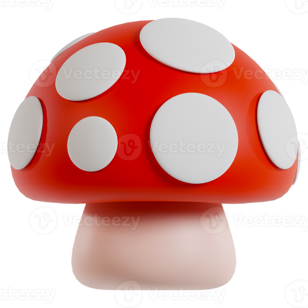 Cute mushroom 3D rendering vegetables icon png