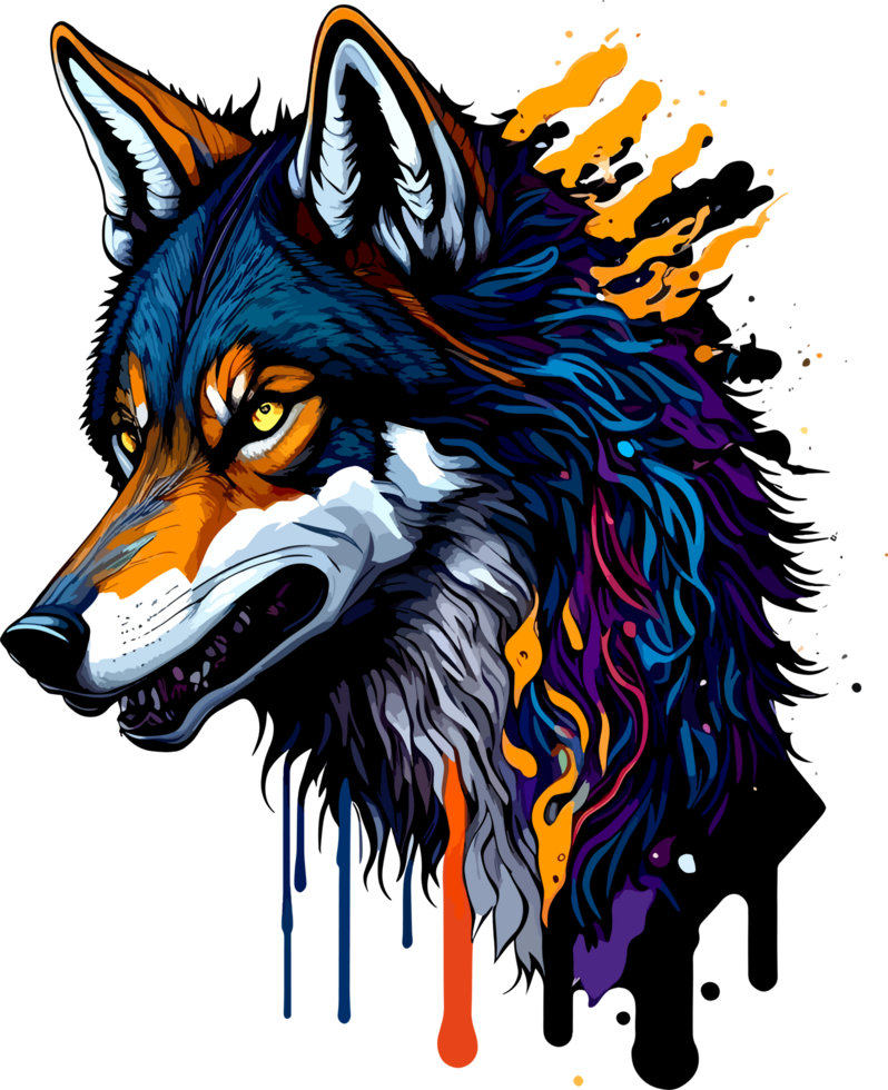 Wolf Kopf Maskottchen Logo mit ai generativ png