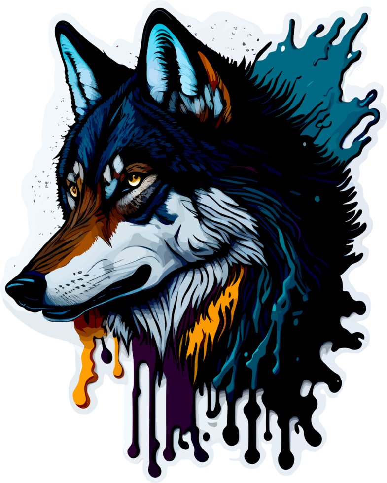 Head of Wild Wolf Sticker with png
