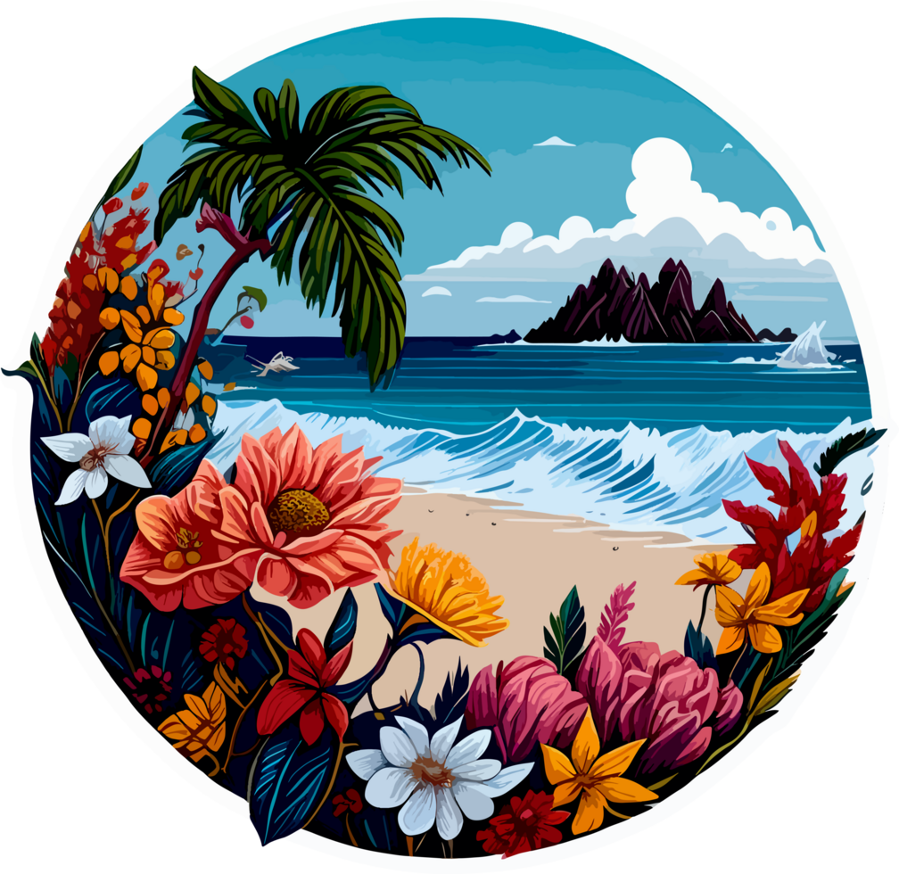 Summer Beach Sticker with png