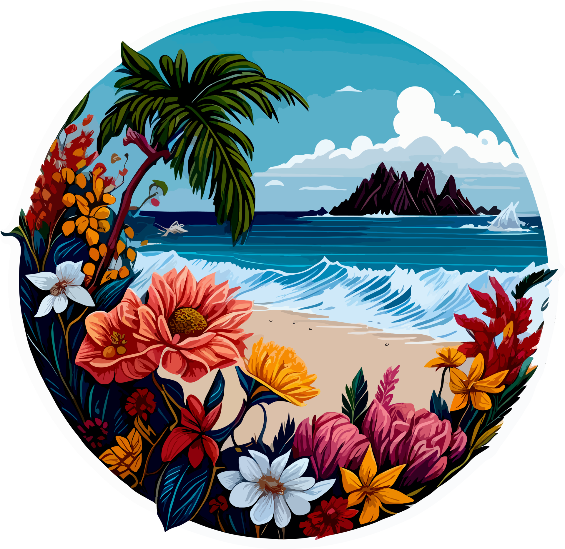 Summer Beach Sticker with 24684324 PNG