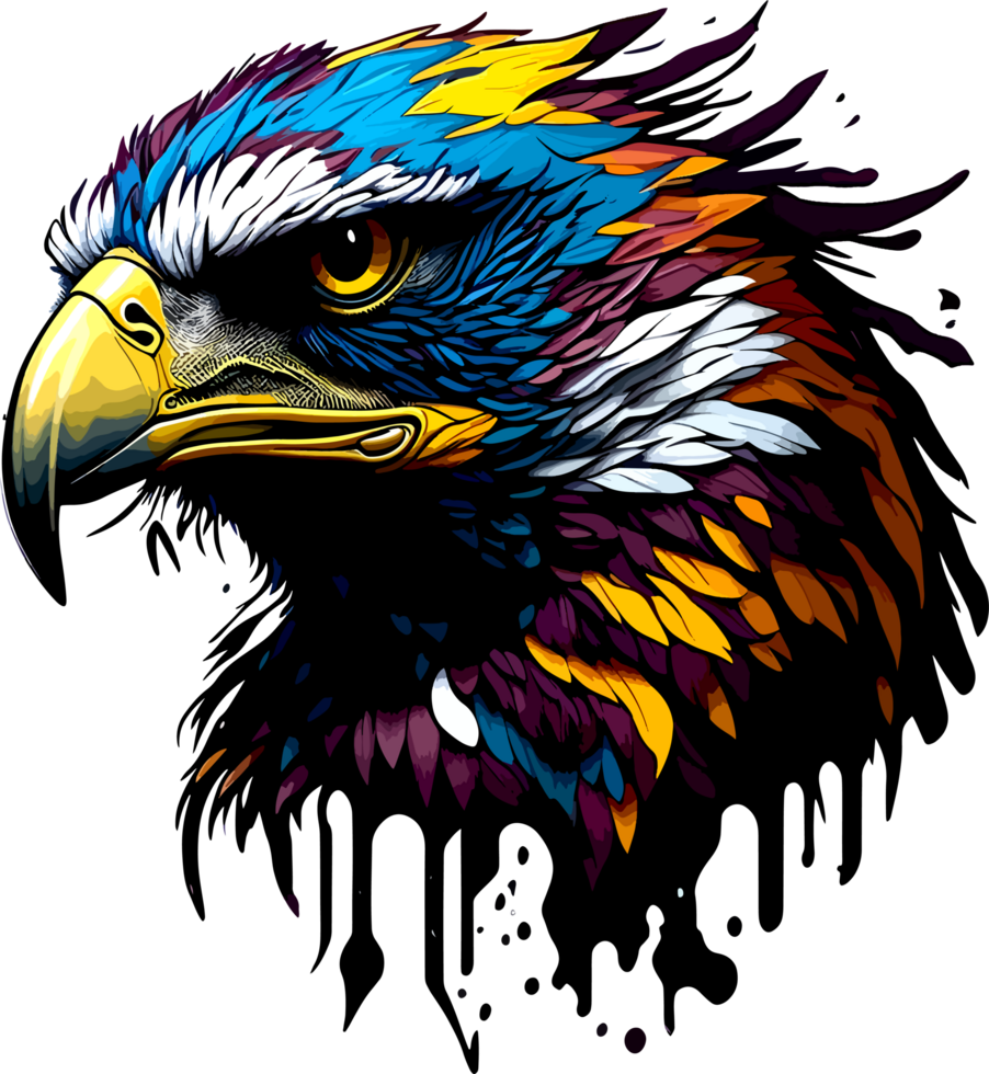 Sticker Splash Art of Wild Eagle Head with png