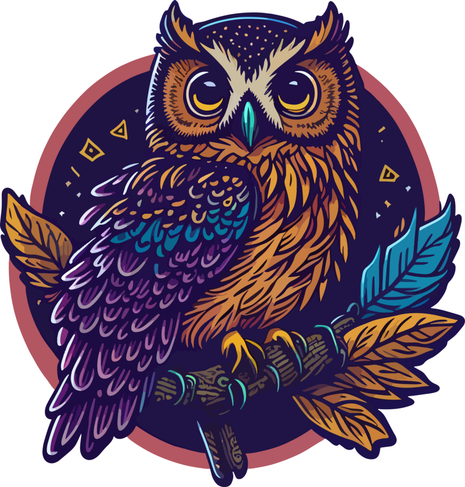 Colorful Art of Owl Logo Mascot with png