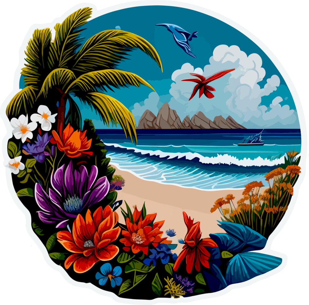 Beautiful Beach Summer Sticker with png