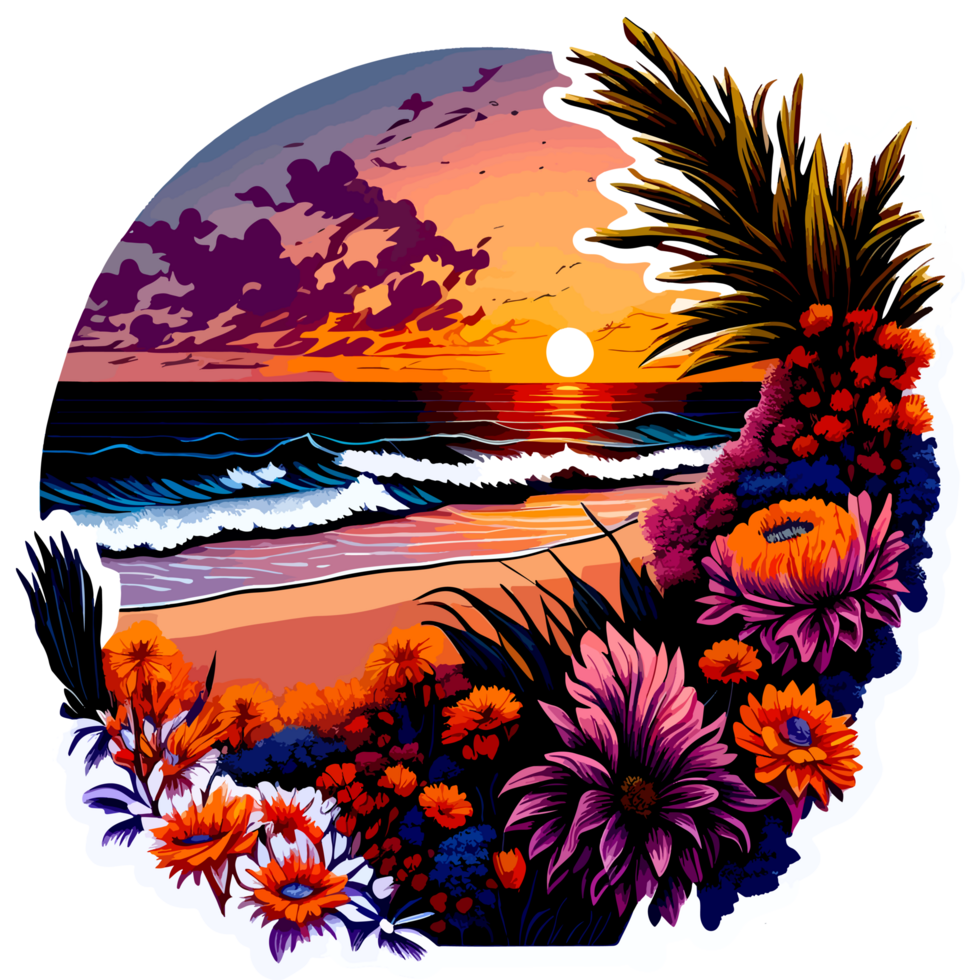 Sunset Beach Sticker with png