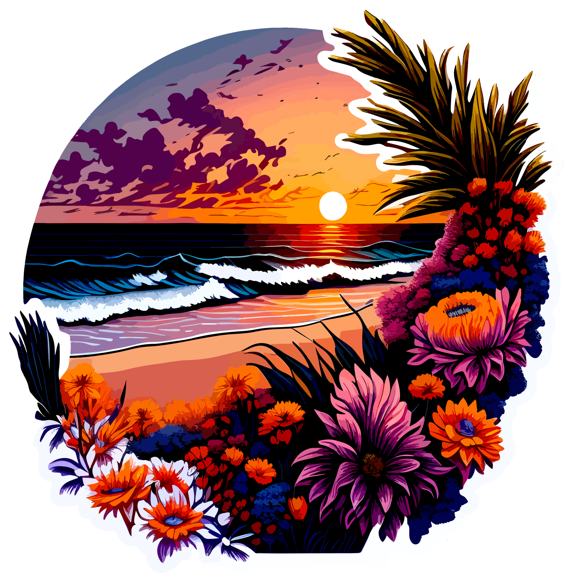 Palm Tree On Beach Sticker