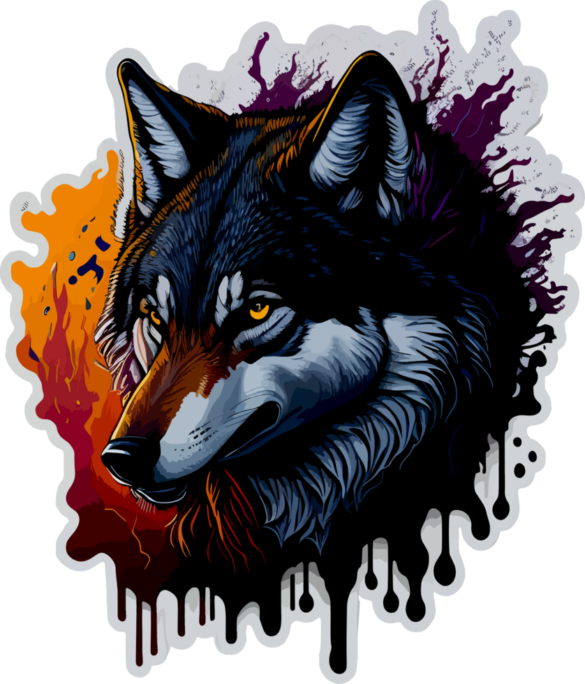 Wolf Head Sticker with png