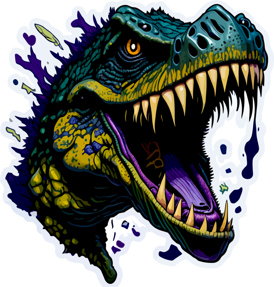 dinosauro rex illustrazione etichetta con ai generativo png