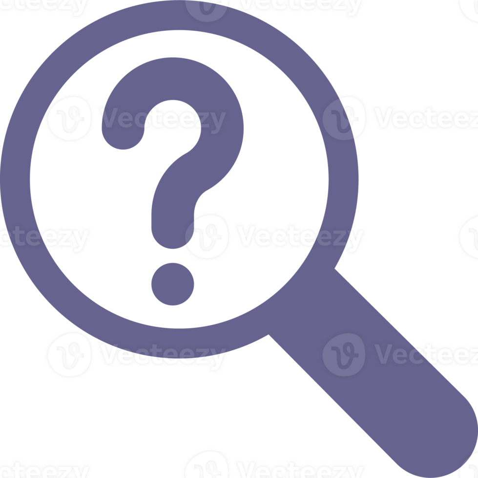 Magnifying glass question mark decoration design. png