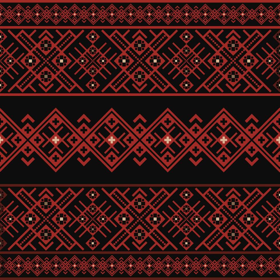 Textile pattern on dark vector background. Seamless ethnic design pattern.