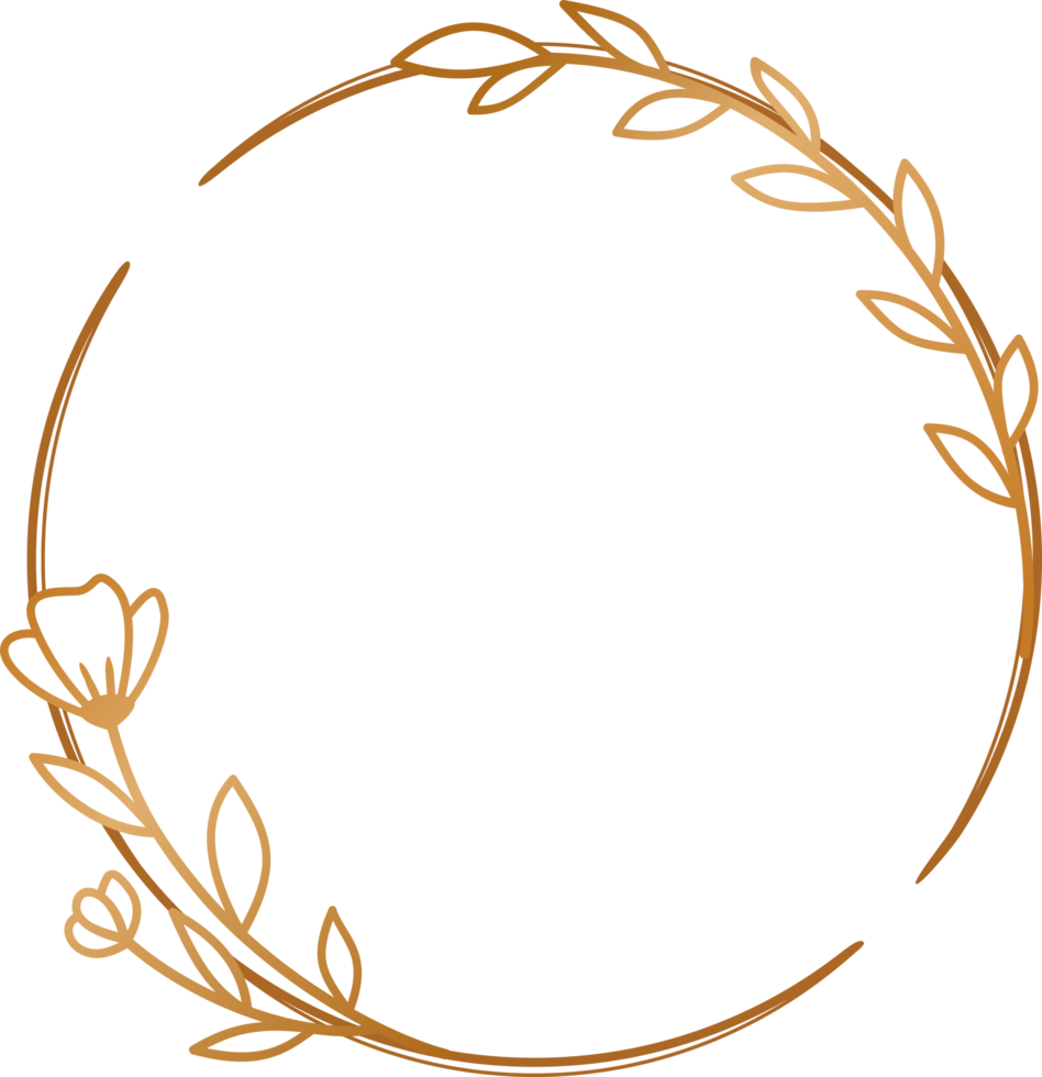 elegant Gold Kreis Blumen- Rahmen zum Hochzeit Einladung, Engagement Einladung, Gruß Karte, oder Logo png