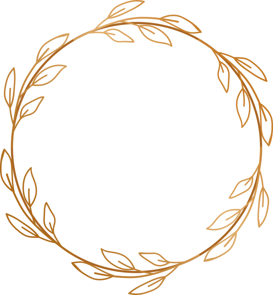 guld cirkel blommig ram gräns för bröllop eller engagemang inbjudningar, tacka du kort, logotyper, hälsning png