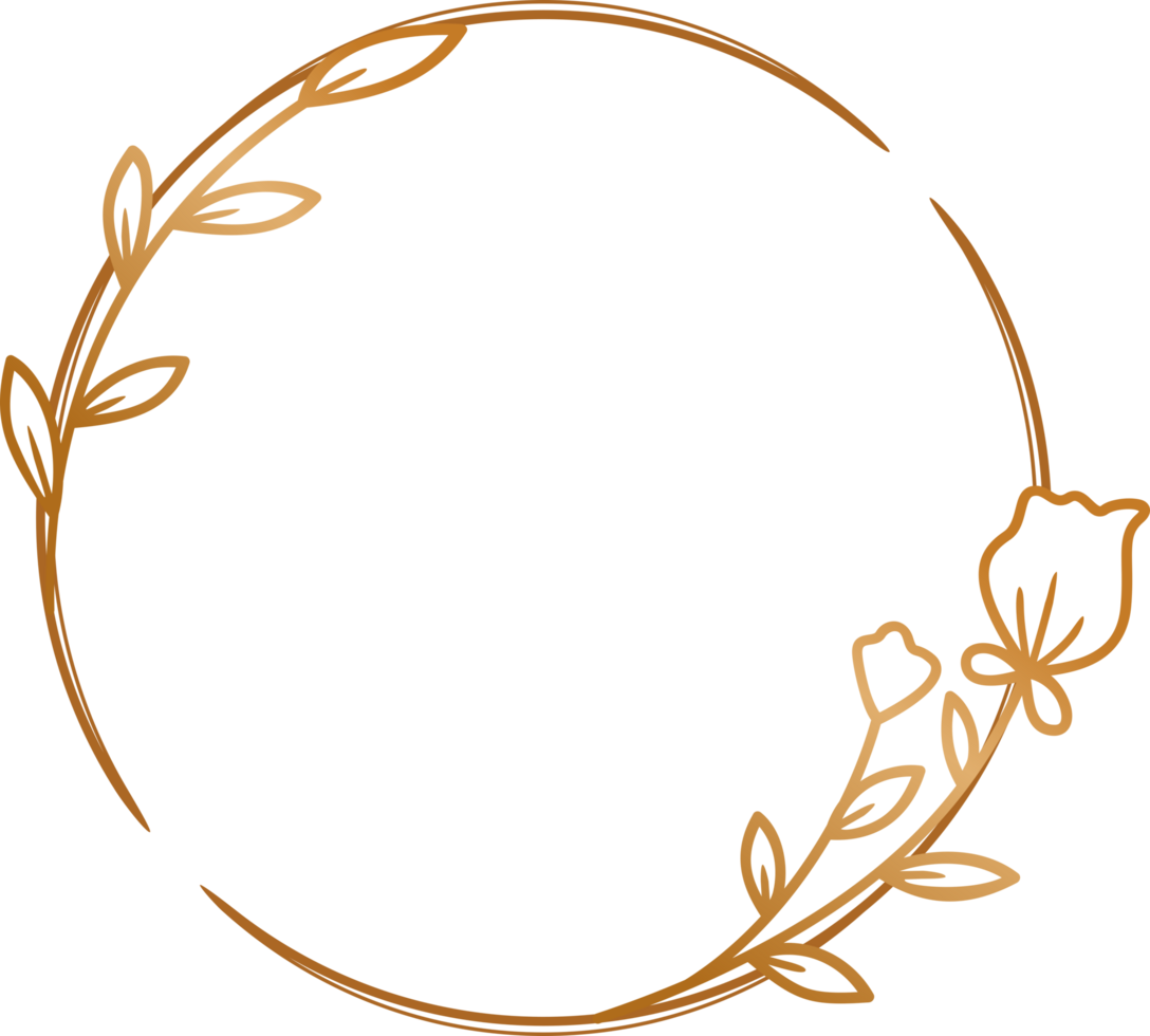 elegante oro circulo floral marco para Boda invitación, compromiso invitación, saludo tarjeta, o logo png