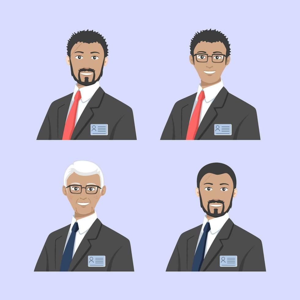 Businessman Avatar Vector set , Male Profile Image set isolated on blue background.