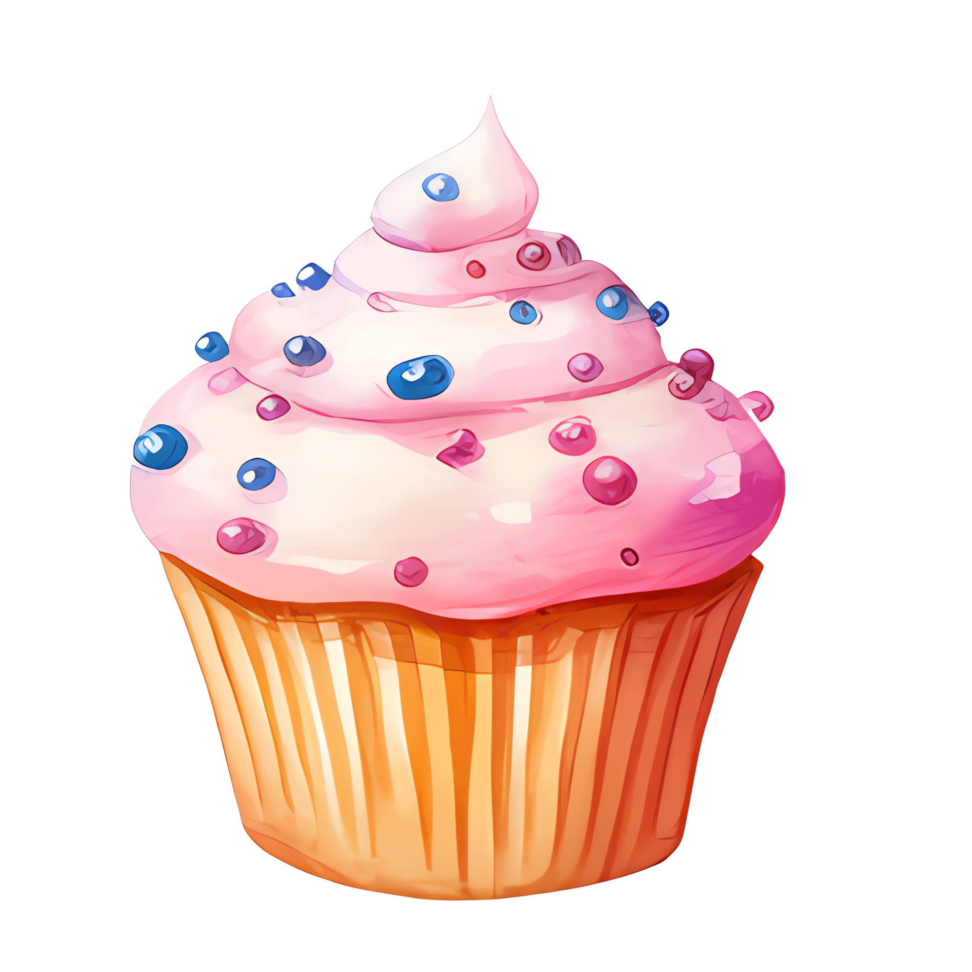 sweet watercolor cupcake transparent background isolated no