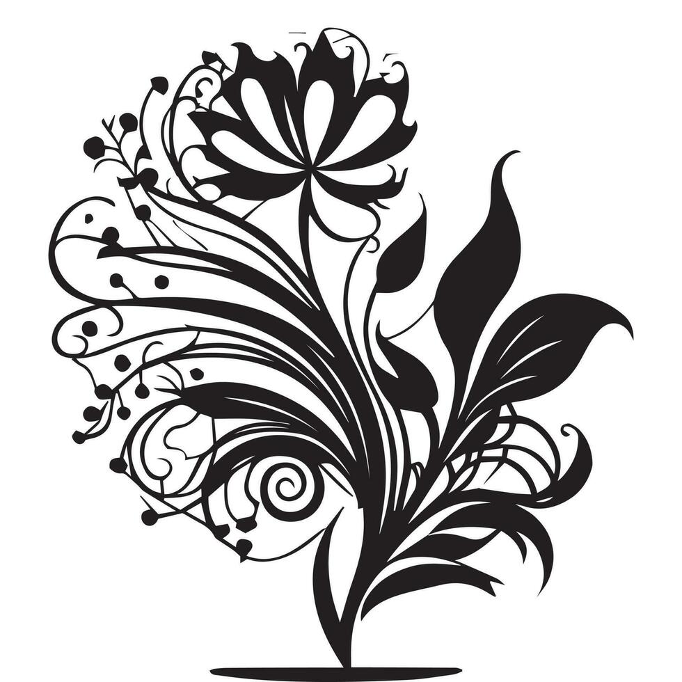 Floral Ornament vector silhouette, Set of floral design elements. Vector