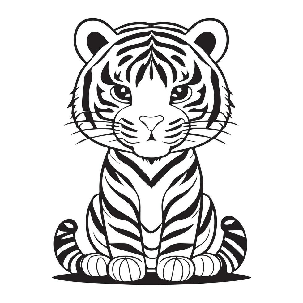This is a Tiger Vector Logo Concept, Tiger Vector Clipart. Line art Tiger Vector Illustration.