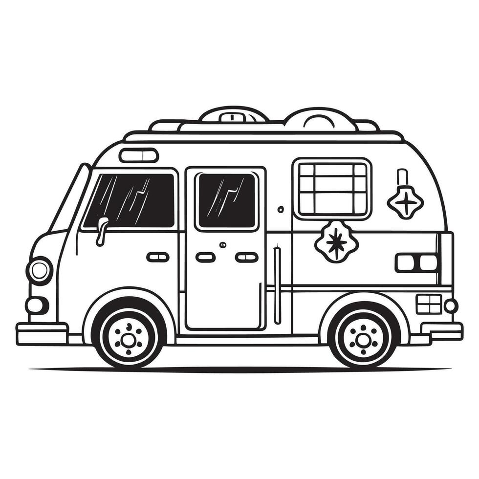 esta es un ambulancia vector clipart, ambulancia línea arte, negro y blanco ambulancia.