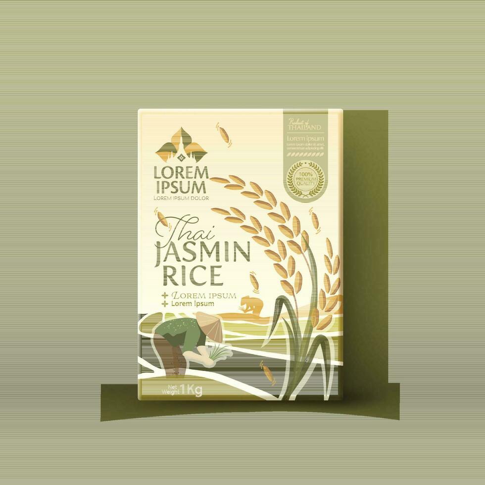 Rice Package Mockup Thailand food Products, vector illustration